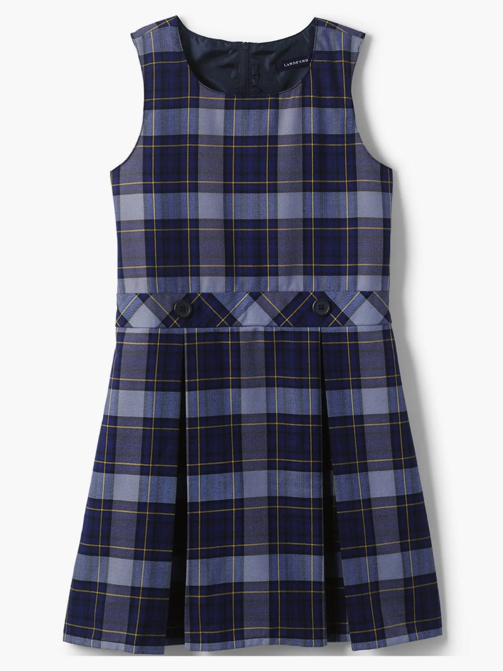 Lands' End Kids Girls Plaid Jumper Classic Blue Plaid School Uniform 7